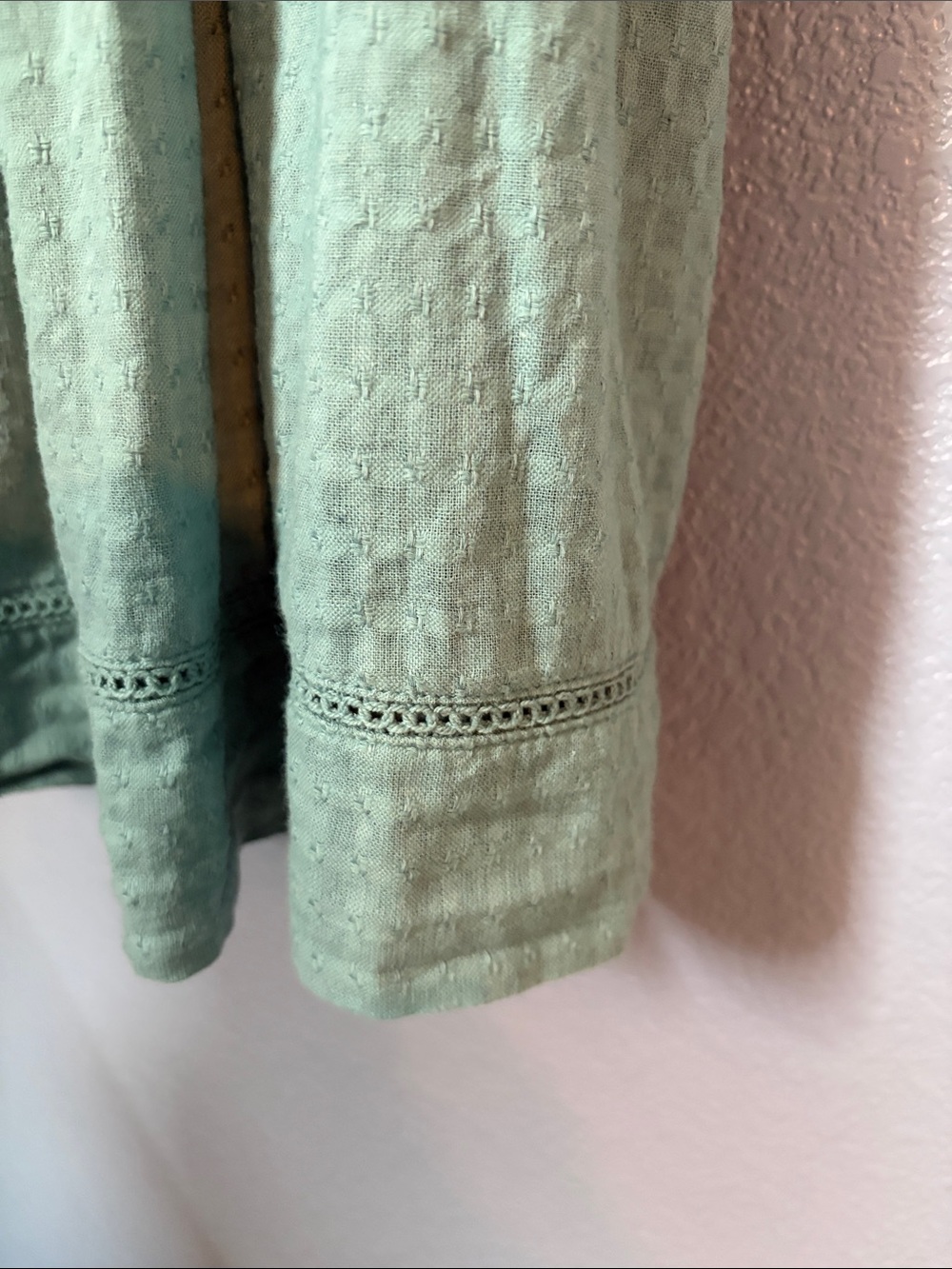 Sundance Sea foam Green short sleeve blouse with lots of design details - Picture 6 of 6